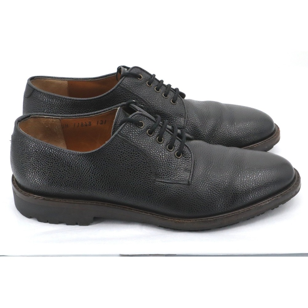 Salvatore Ferragamo Derby Shoes Mens 8 D Black Pebbled Leather Lug Sole Italy